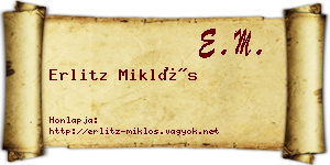 Erlitz Miklós névjegykártya
